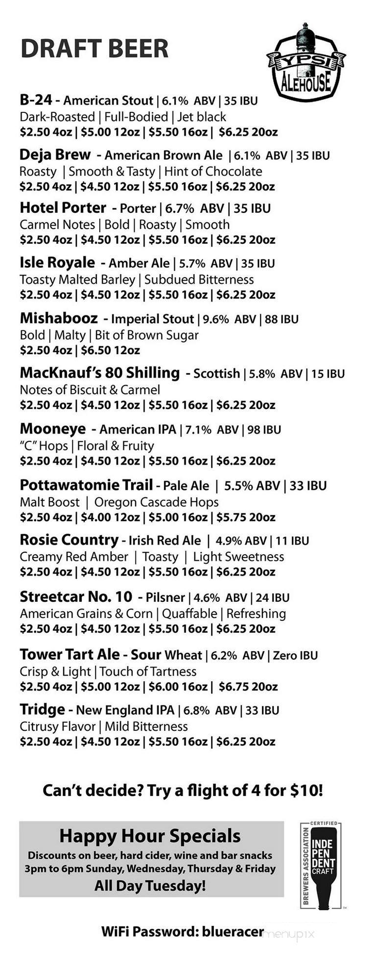 Ypsi Alehouse - Ypsilanti, MI menu_pic