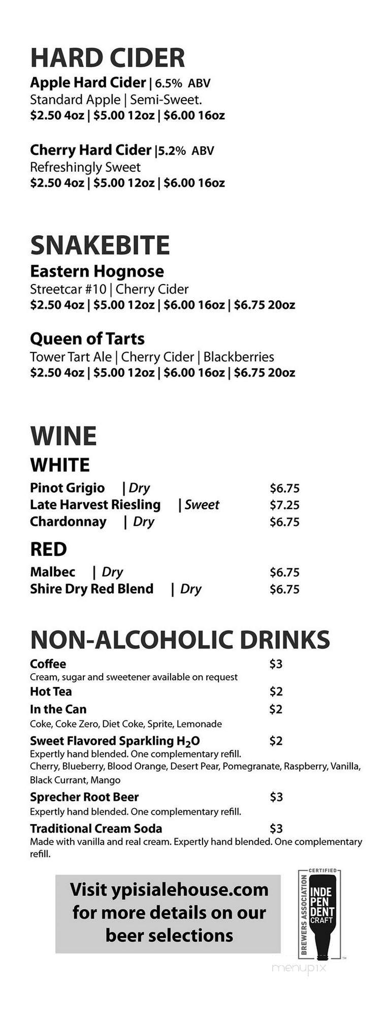 Ypsi Alehouse - Ypsilanti, MI menu_pic