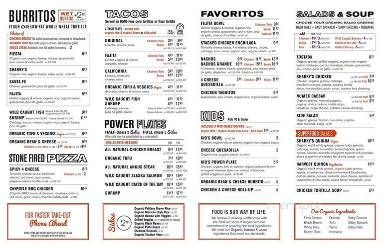 Sharky's Woodfired Mexican Grill - Tualatin, OR menu_pic