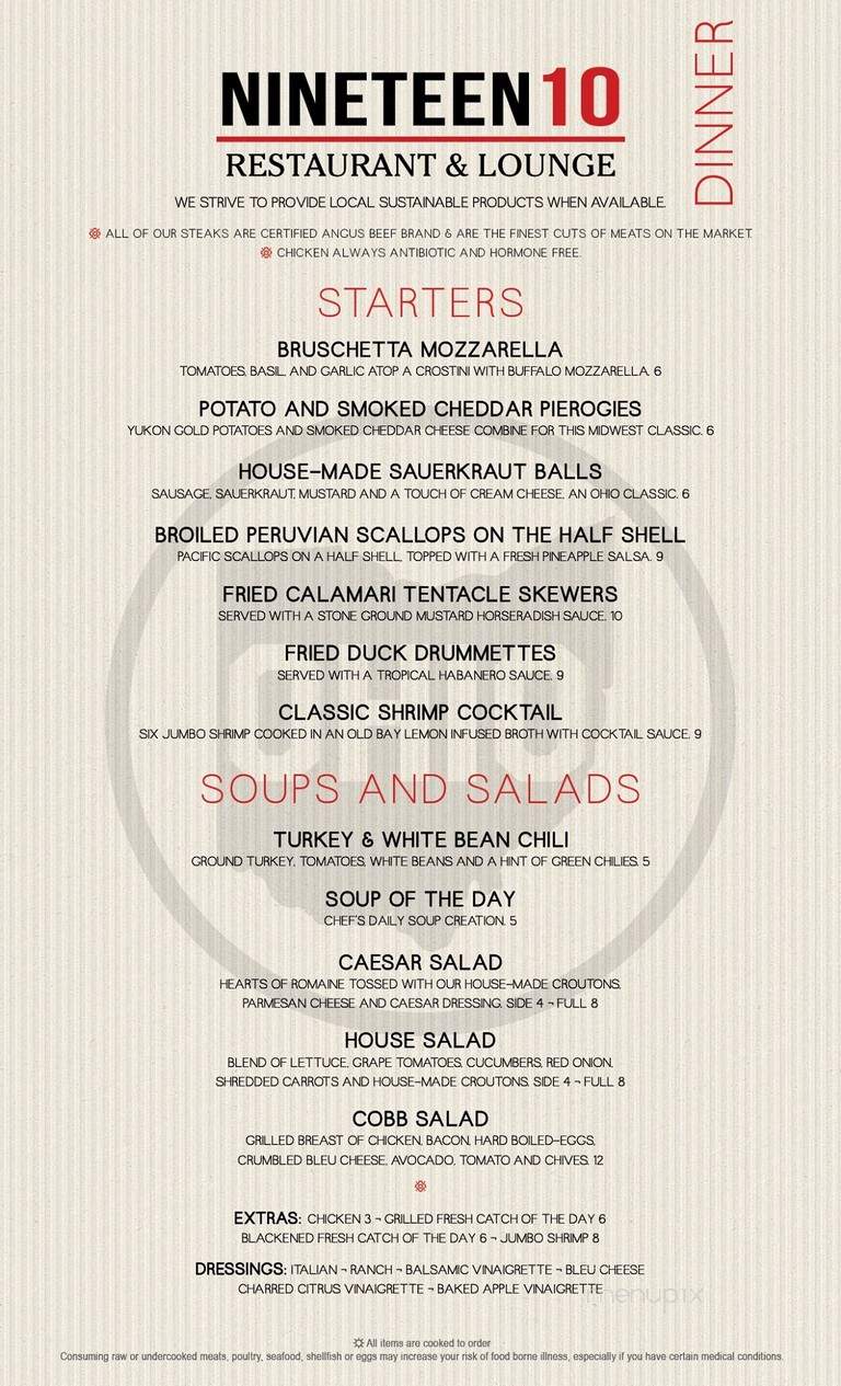 Nineteen10 - Kent, OH menu_pic