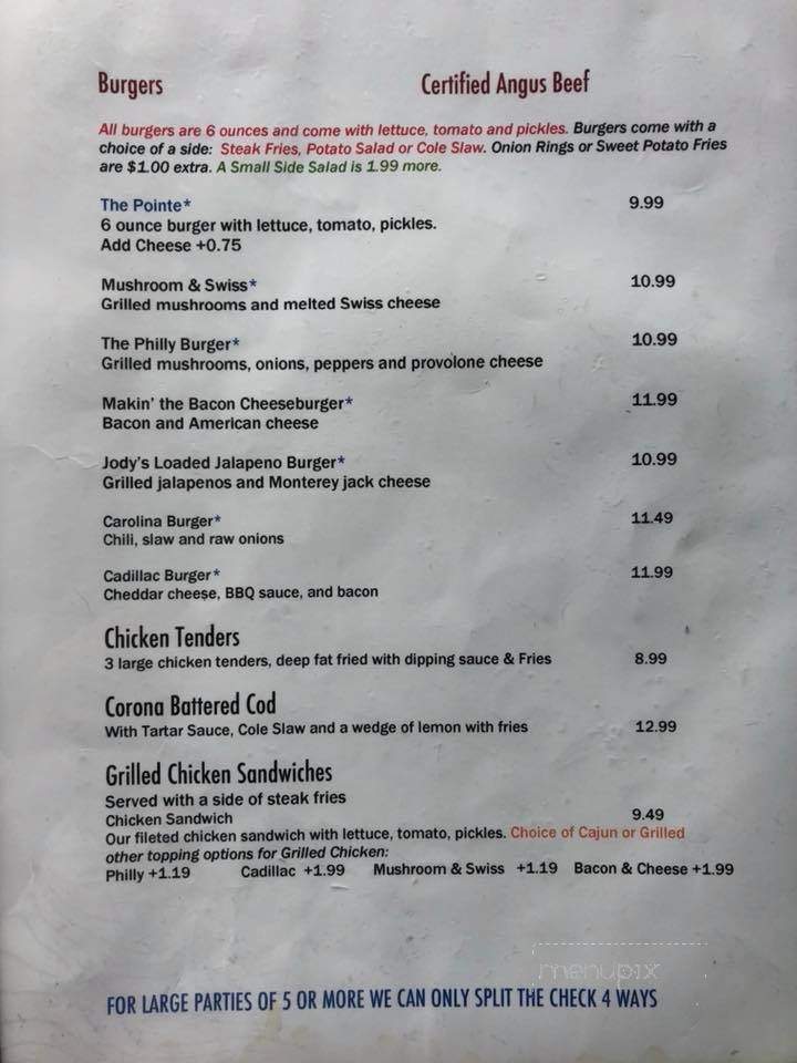Maverick's Pointe - Sunset Beach, NC menu_pic
