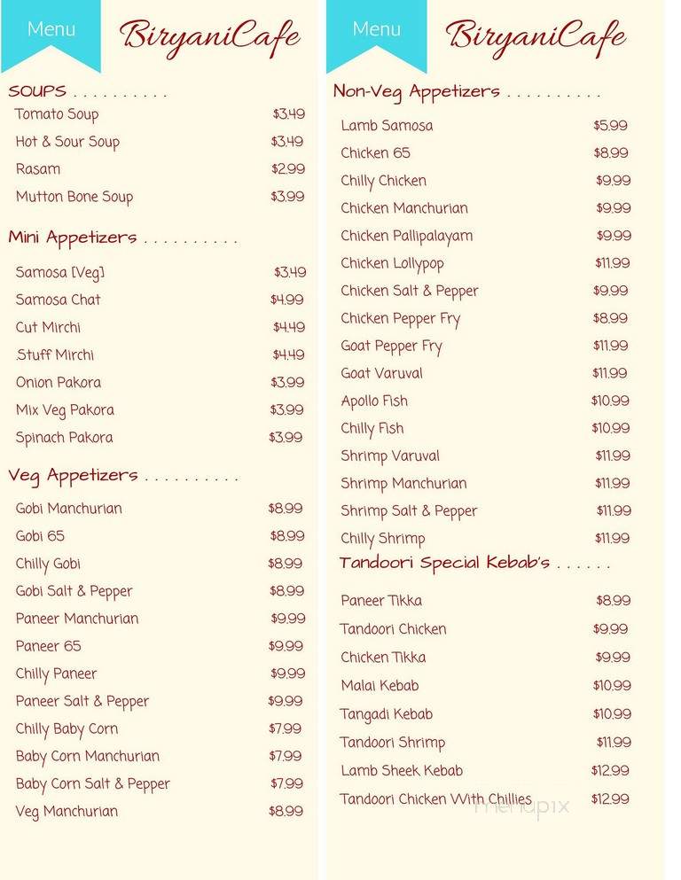 Biryani Cafe - Tampa, FL menu_pic