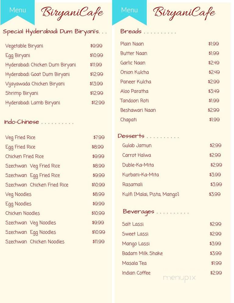 Biryani Cafe - Tampa, FL menu_pic