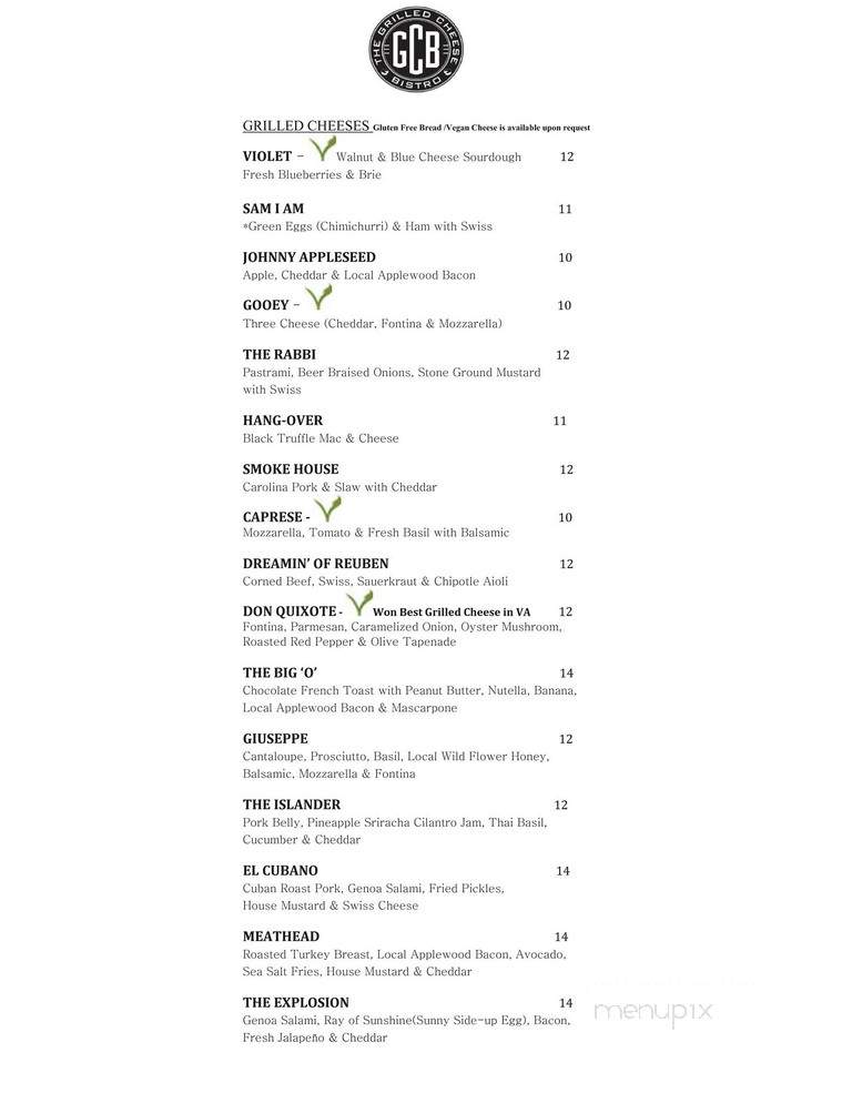 The Grilled Cheese Academy - Norfolk, VA menu_pic