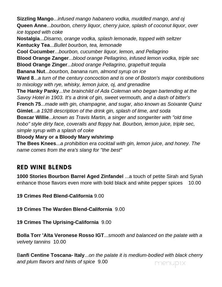 Nostalgia Ale House & Wine Bar - Malta, NY menu_pic