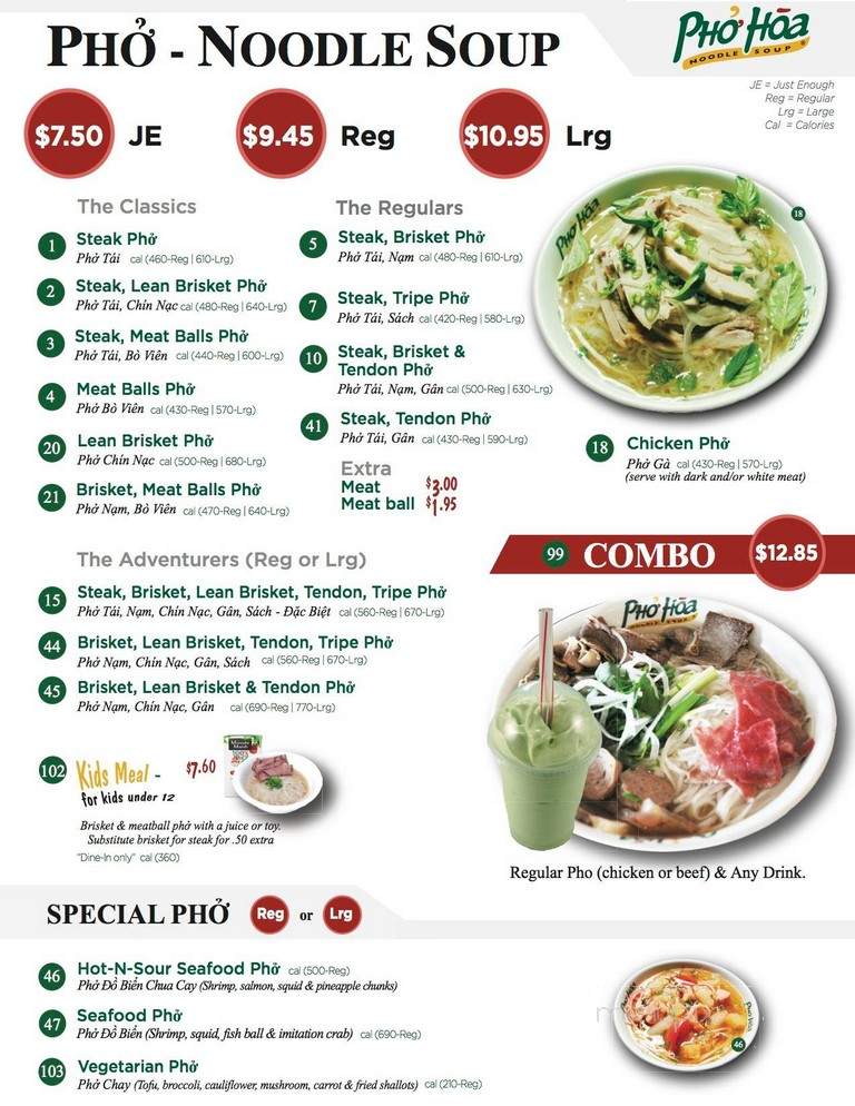 Pho Hoa Noodle Soup - Santa Clara, CA menu_pic
