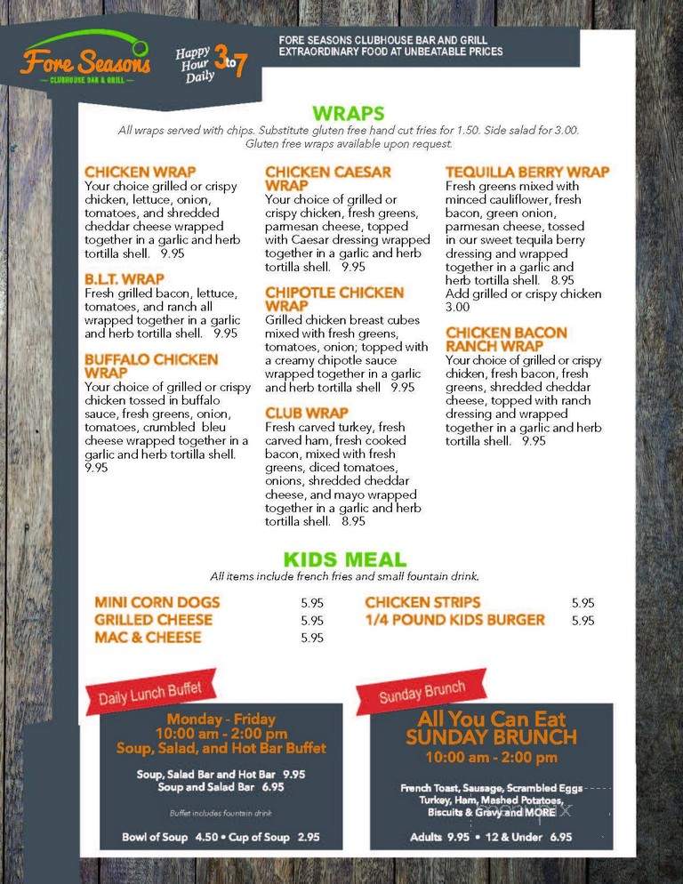 Fore Seasons Clubhouse Bar & Grill - Princeton, MN menu_pic
