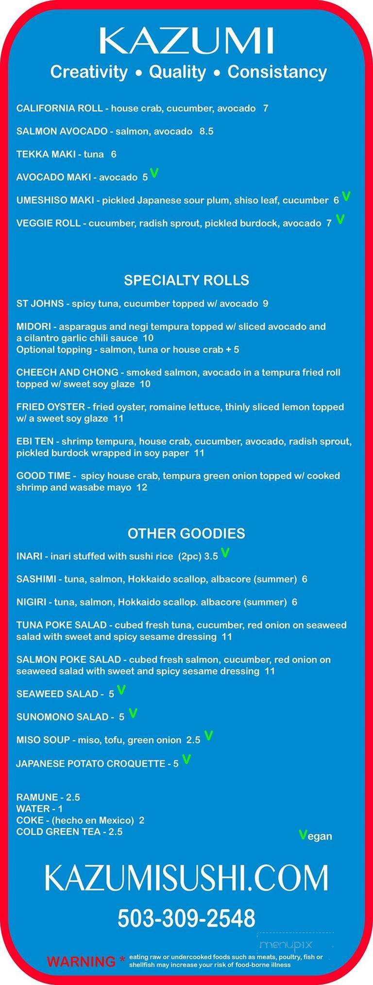 Kazumi - Portland, OR menu_pic