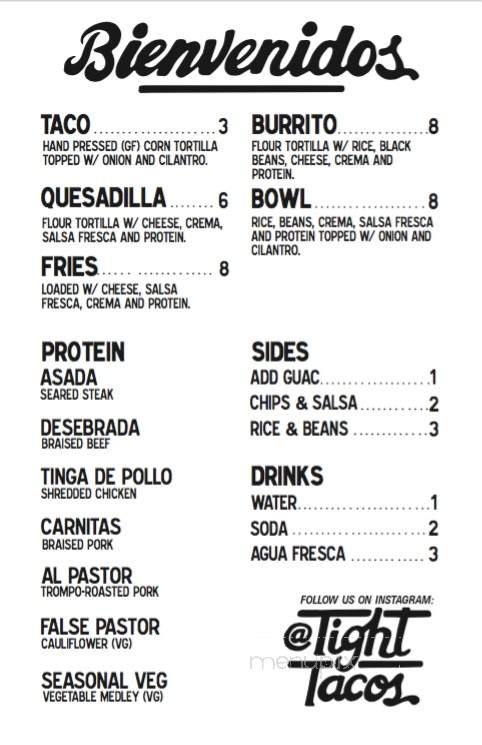 Tight Tacos - Portland, OR menu_pic