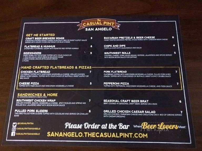 The Casual Pint - San Angelo, TX menu_pic