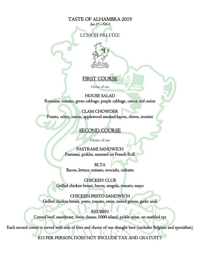 Limericks Tavern - Alhambra, CA menu_pic