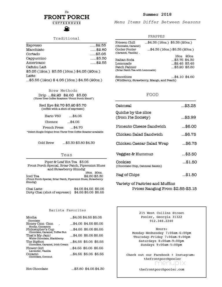 The Front Porch - Pooler, GA menu_pic