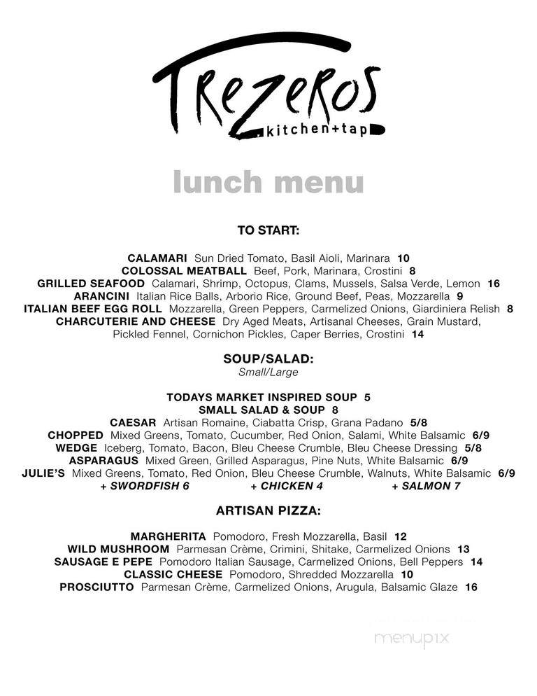 Trezeros - Mount Prospect, IL menu_pic