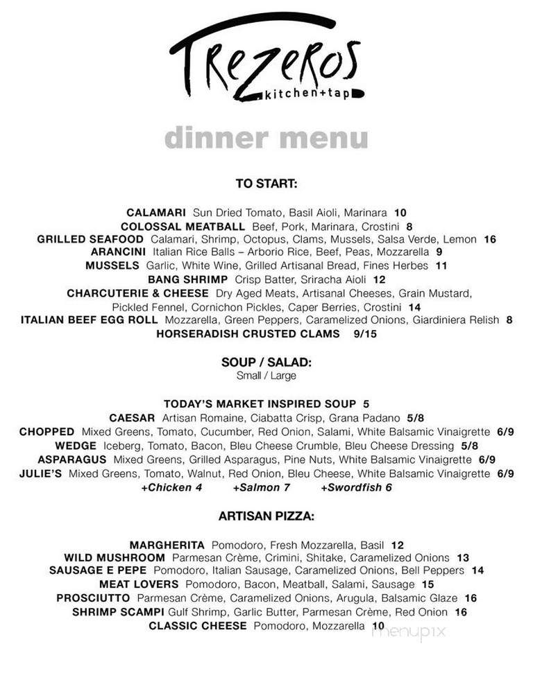 Trezeros - Mount Prospect, IL menu_pic