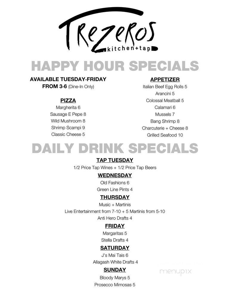 Trezeros - Mount Prospect, IL menu_pic