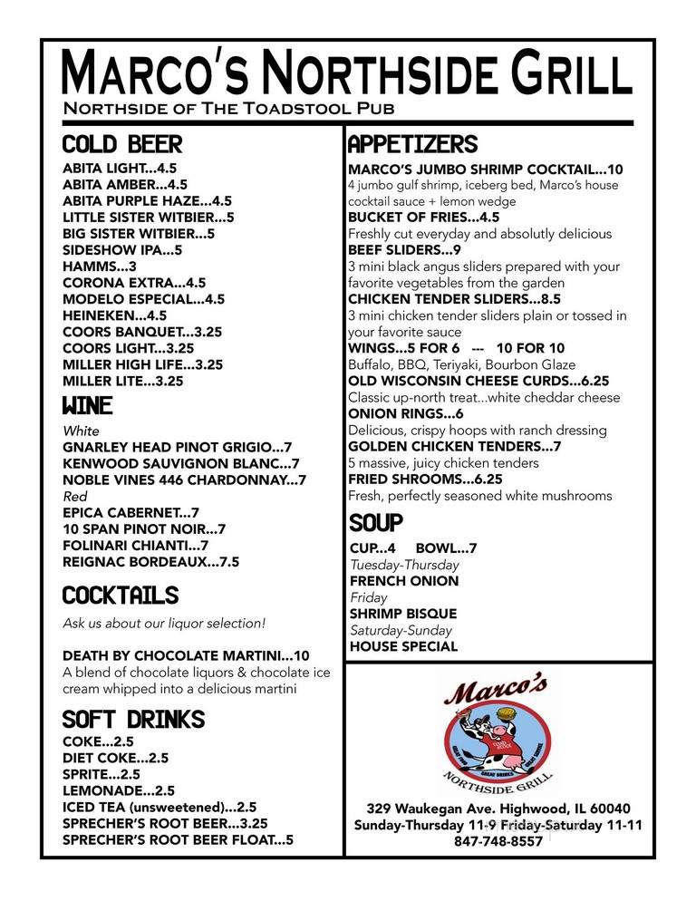 Marco's Northside Grill - Highwood, IL menu_pic