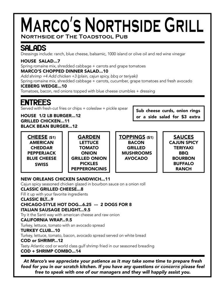 Marco's Northside Grill - Highwood, IL menu_pic