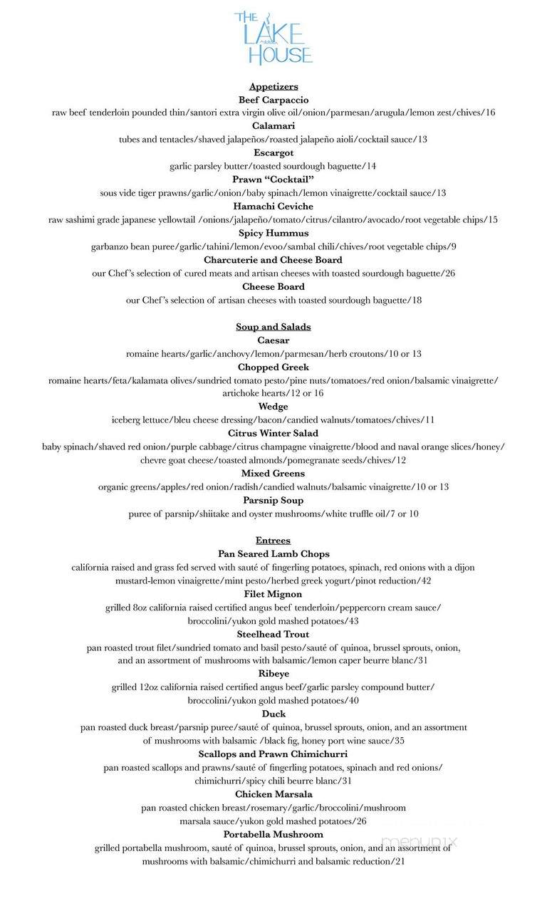 The Lake House - South Lake Tahoe, CA menu_pic