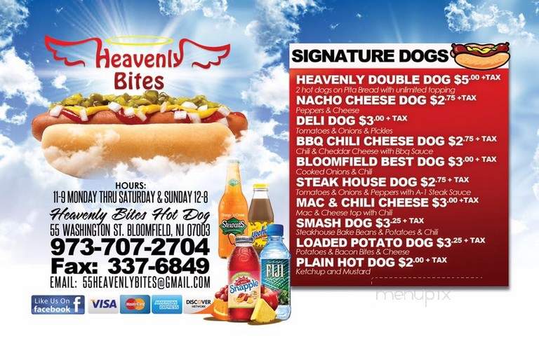 Heavenly Bites Hot Dogs - Bloomfield, NJ menu_pic