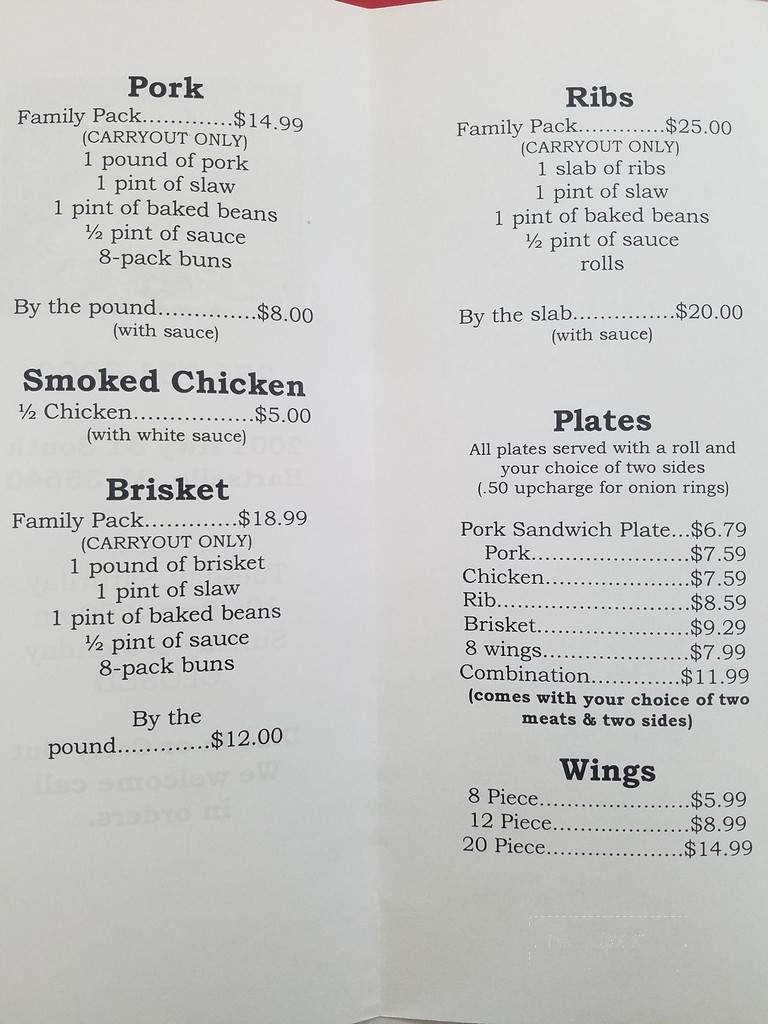 Holy Smoke BBQ - Hartselle, AL menu_pic