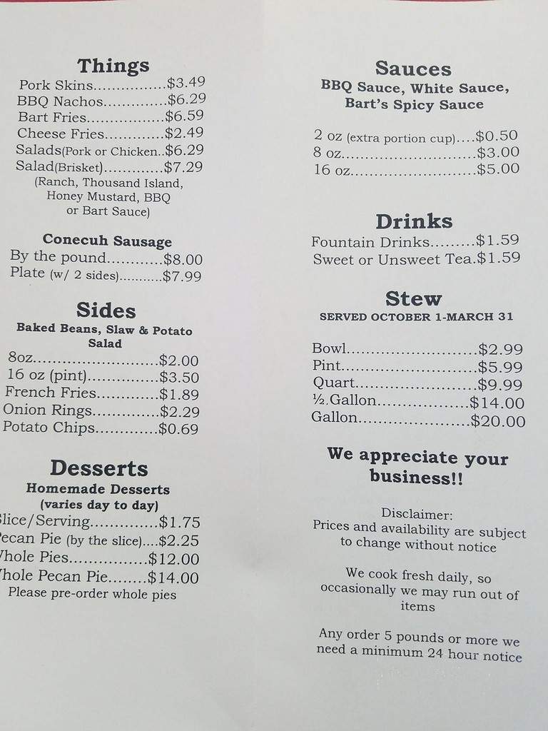 Holy Smoke BBQ - Hartselle, AL menu_pic
