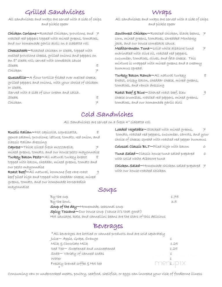 Colleen's Cuisine - Homer City, PA menu_pic