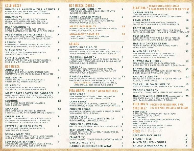 Habibi's Middle Eastern Kitchen - North Attleborough, MA menu_pic