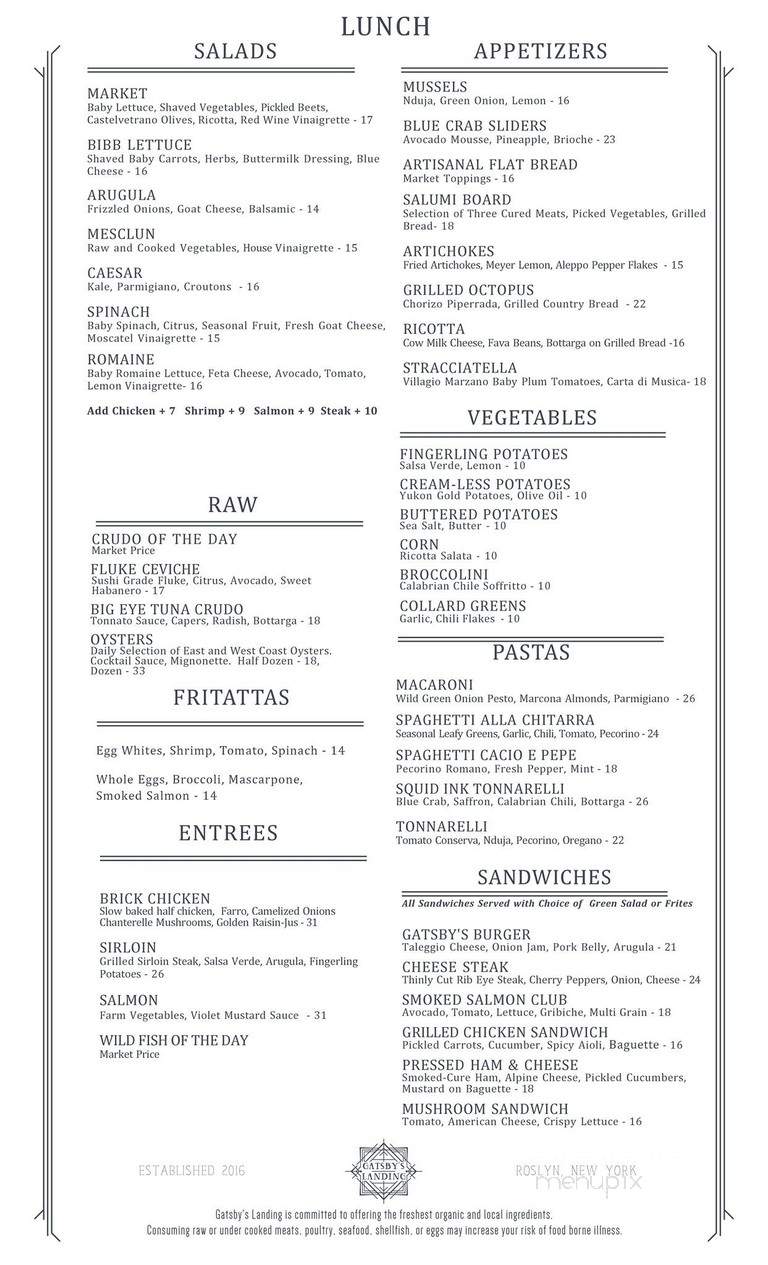 Gatsby's Landing - Roslyn, NY menu_pic