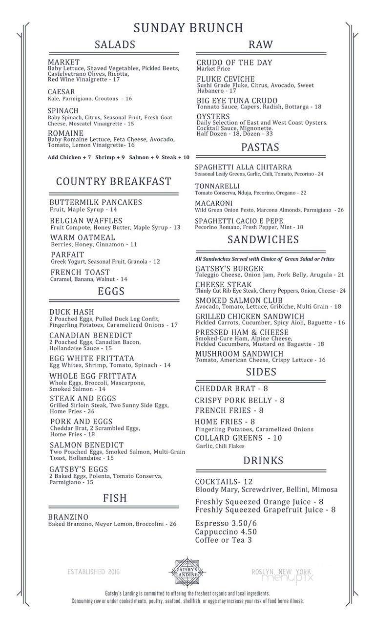 Gatsby's Landing - Roslyn, NY menu_pic