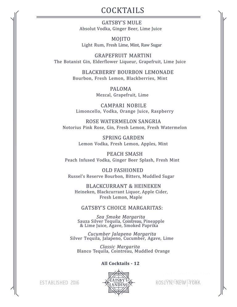 Gatsby's Landing - Roslyn, NY menu_pic