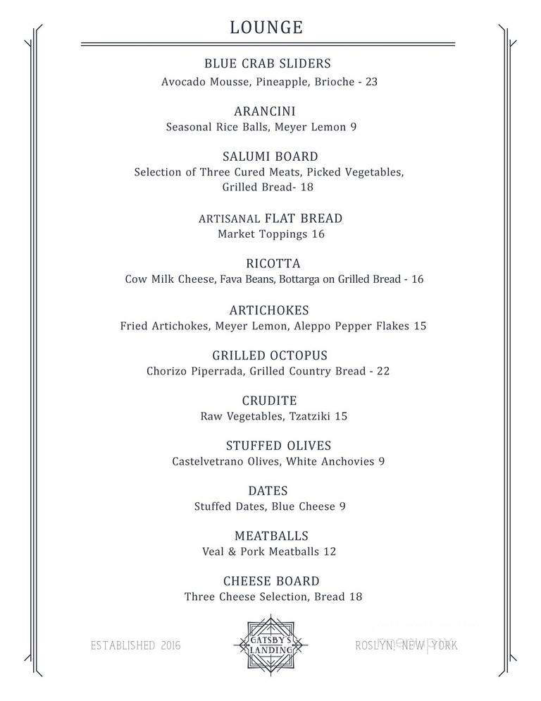 Gatsby's Landing - Roslyn, NY menu_pic