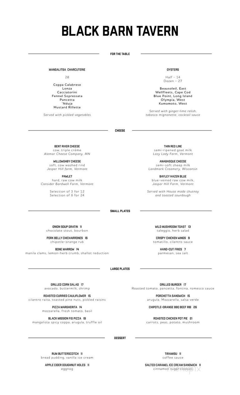 Black Barn - New York, NY menu_pic