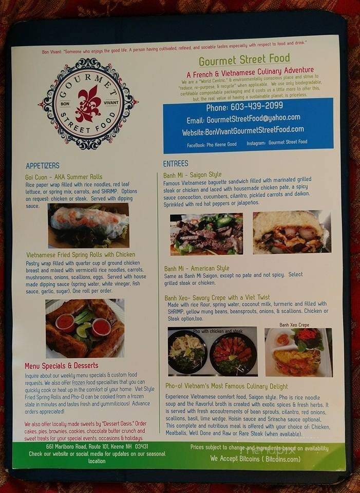 Bon Vivant - Keene, NH menu_pic