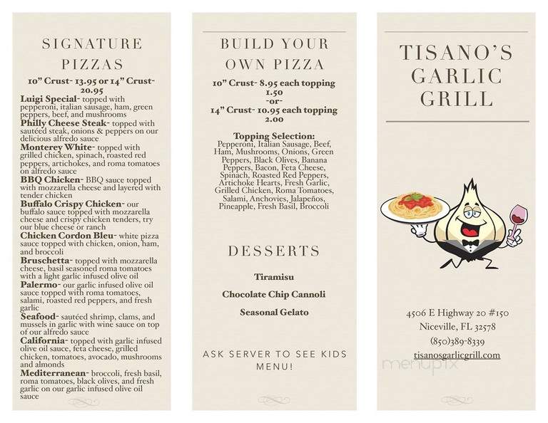 Tisano's Garlic Grill - Niceville, FL menu_pic