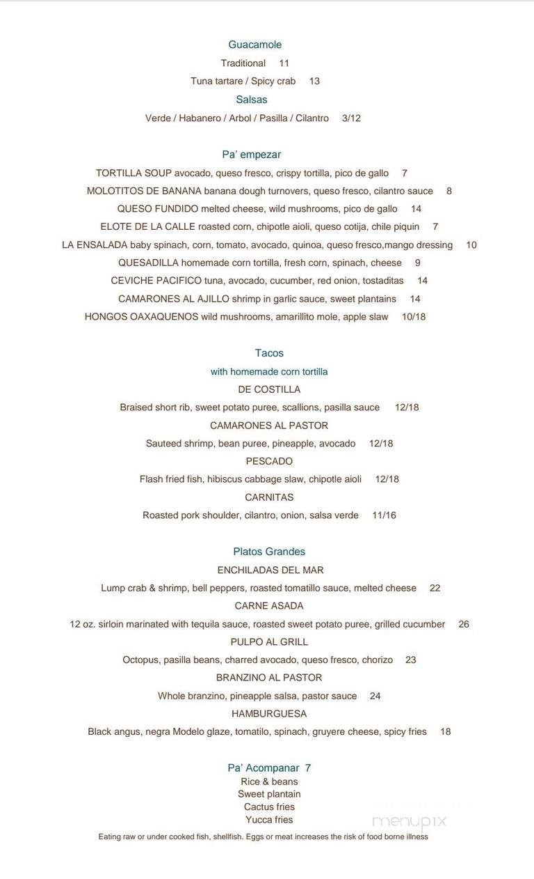 Agaveria La Diagonal - New York, NY menu_pic