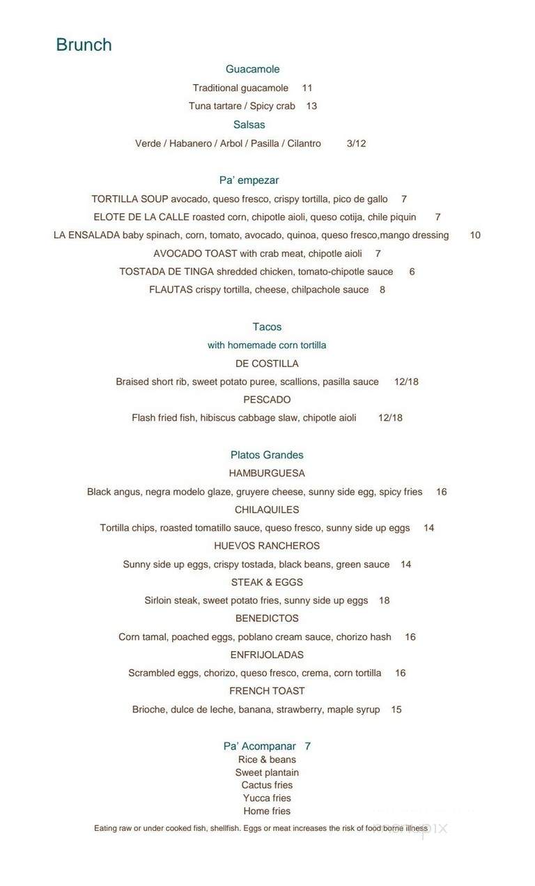 Agaveria La Diagonal - New York, NY menu_pic