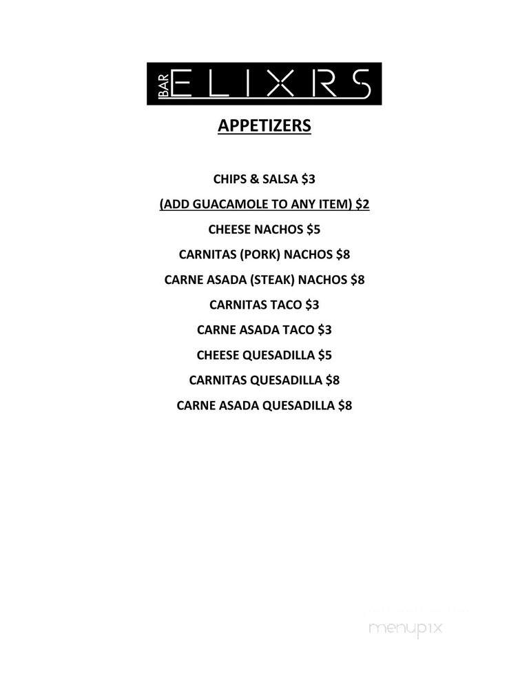 BAR ELIXRS - Honolulu, HI menu_pic
