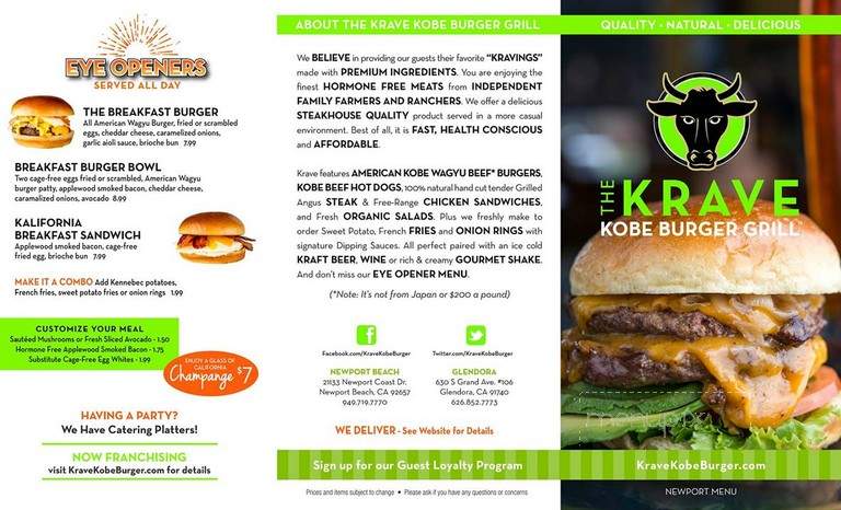Krave Kobe Burger - Newport Beach, CA menu_pic