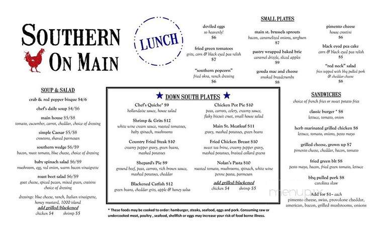 Southern On Main - Elkin, NC menu_pic
