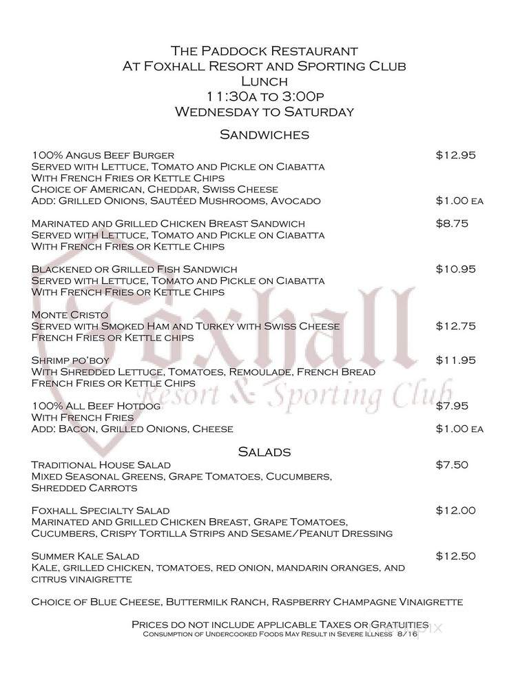 The Paddock Restaurant - Douglasville, GA menu_pic