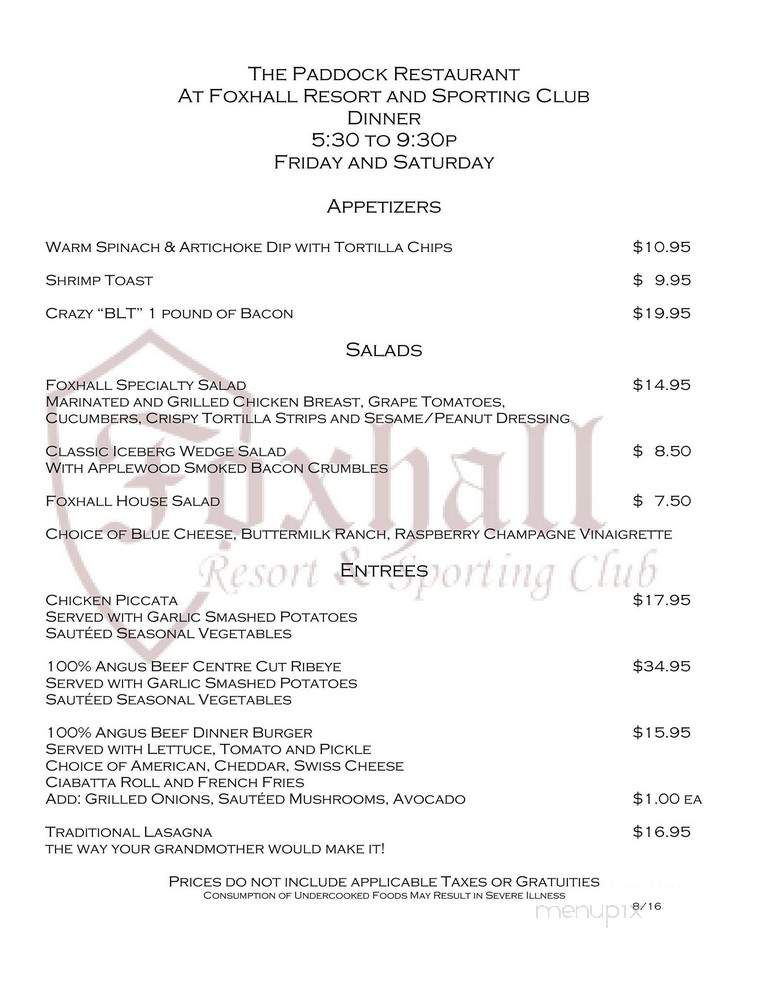 The Paddock Restaurant - Douglasville, GA menu_pic
