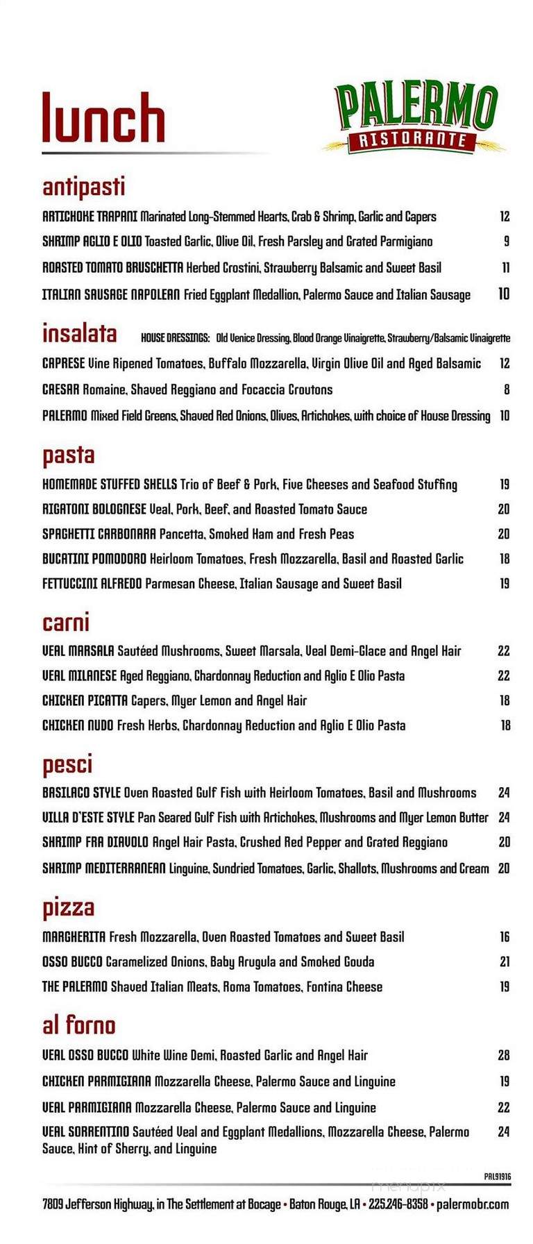 Palermo - Baton Rouge, LA menu_pic