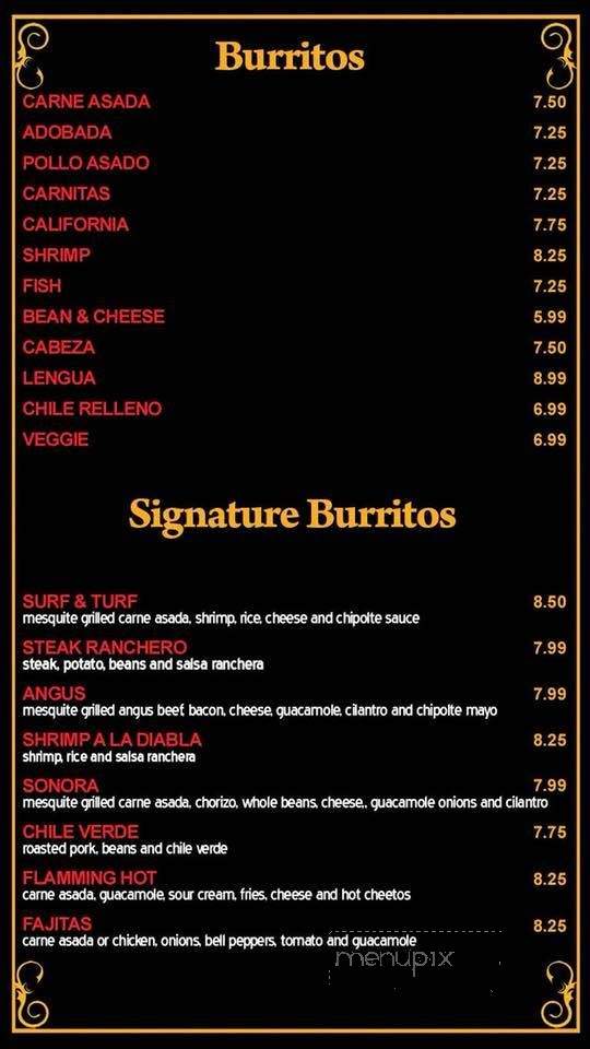 La Taqueria - Escondido, CA menu_pic