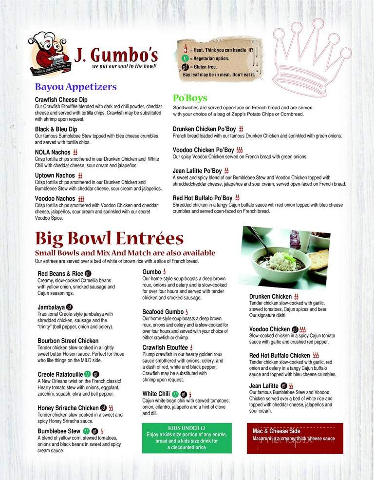 J Gumbo's - Kalamazoo, MI menu_pic