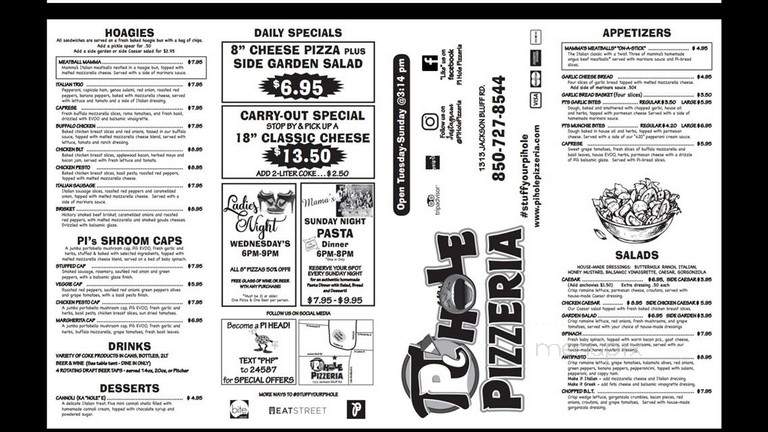 Pi Hole Pizzeria - Tallahassee, FL menu_pic
