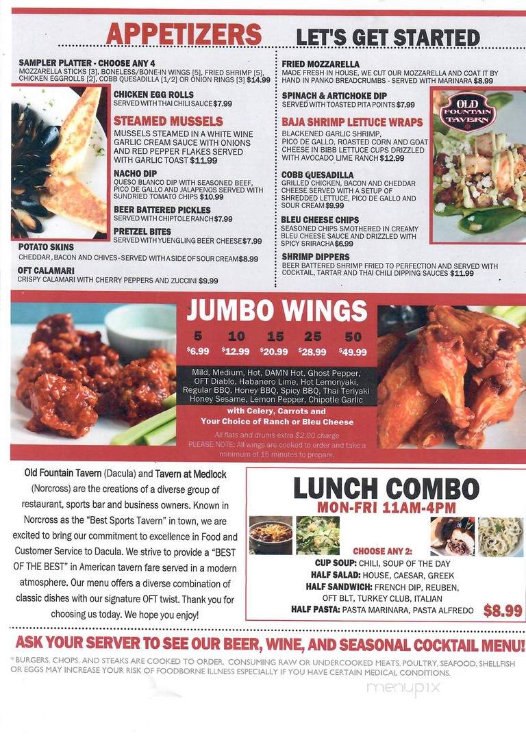 Old Fountain Tavern - Dacula, GA menu_pic