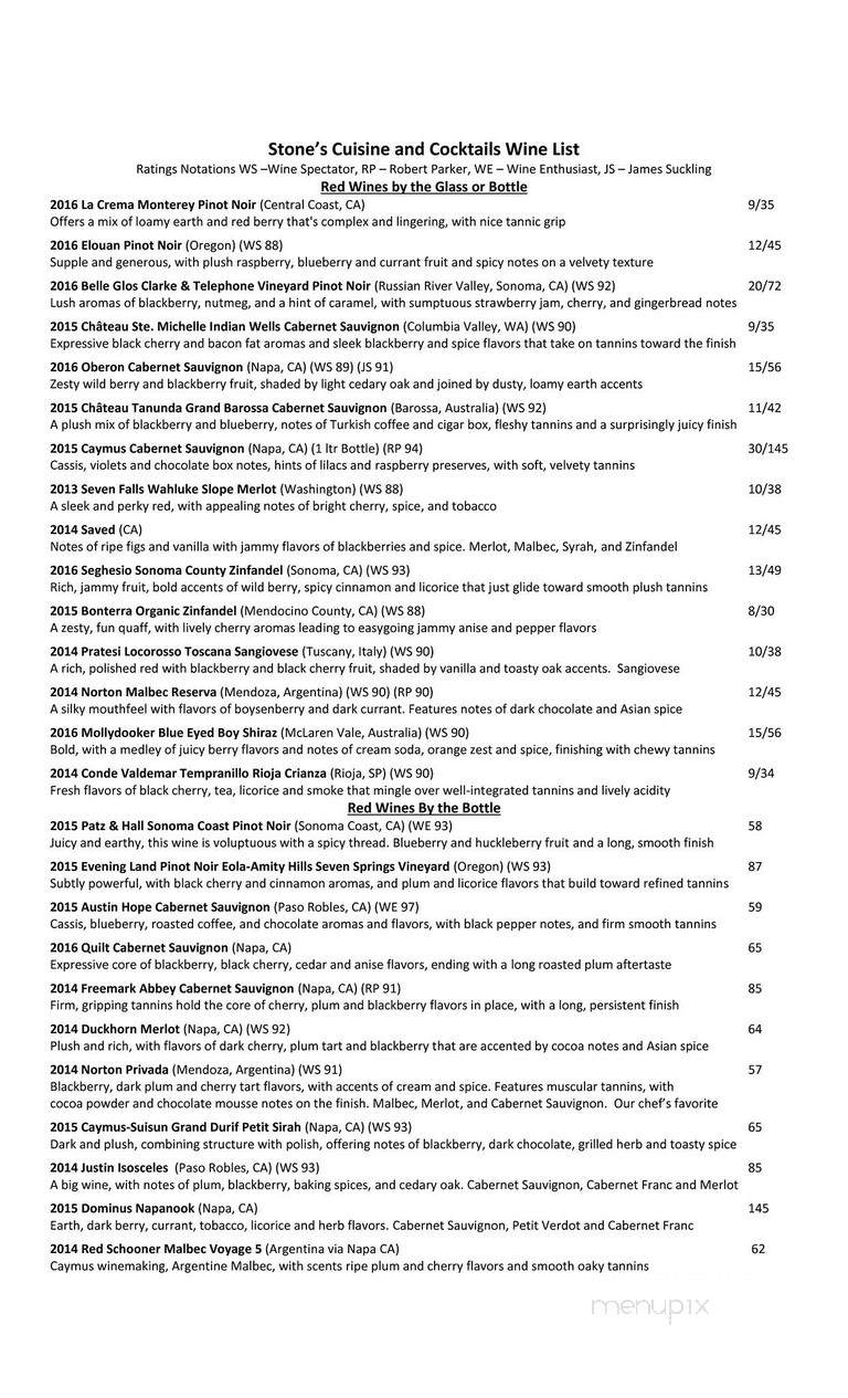 Stone's Cuisine & Cocktails - Johns Creek, GA menu_pic