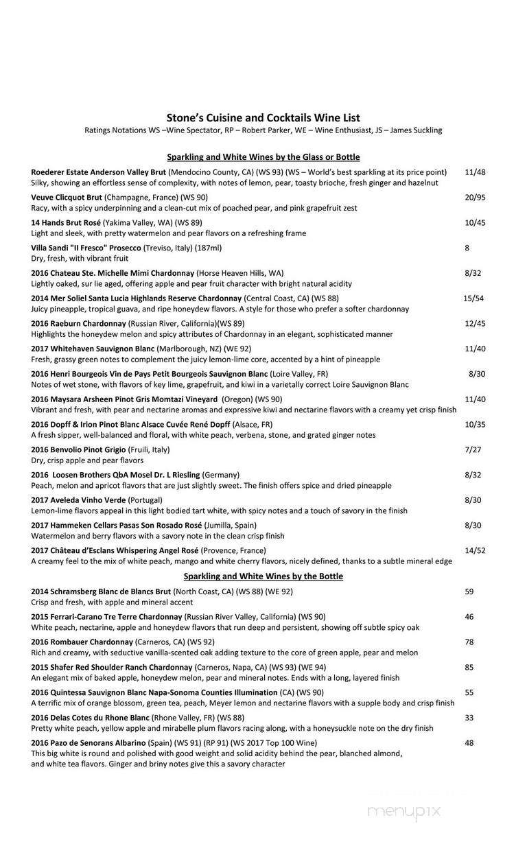 Stone's Cuisine & Cocktails - Johns Creek, GA menu_pic