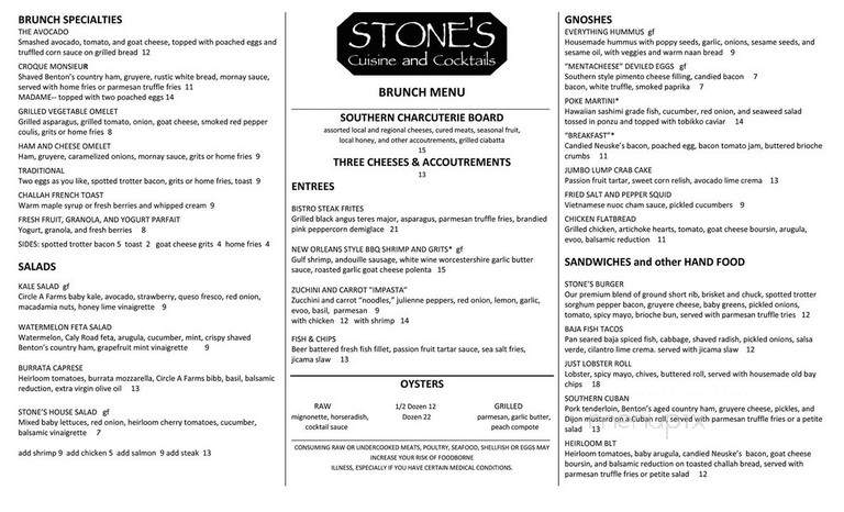 Stone's Cuisine & Cocktails - Johns Creek, GA menu_pic