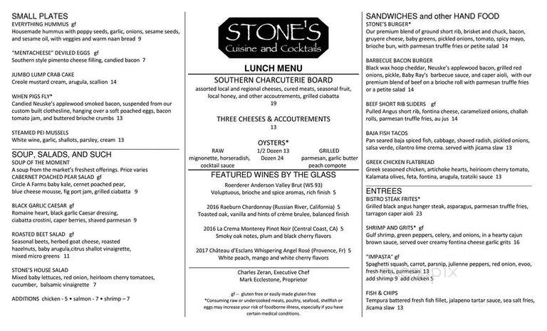 Stone's Cuisine & Cocktails - Johns Creek, GA menu_pic